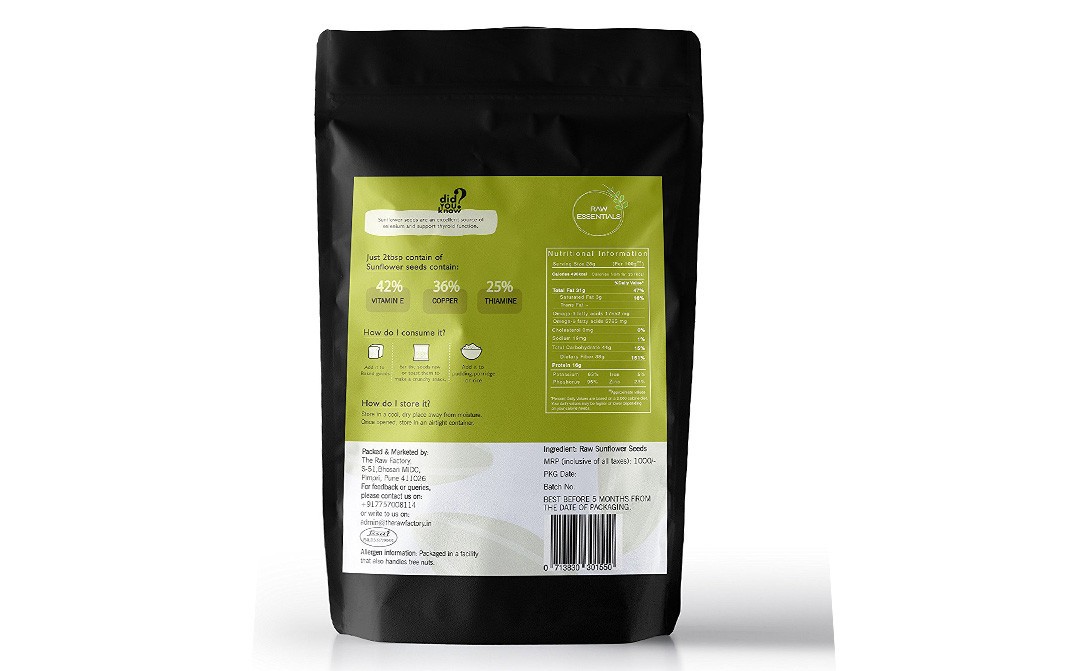Raw Essentials Sunflower Seeds    Pack  500 grams